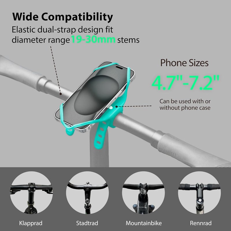 BONE COLLECTION Bone Bike Tie 4 Pro Max, Mountain Bike Phone Mount for Stem & T/U-Shaped Handlebars, Scratch-Free & Shock-Absorbing Silicone Dual-Strap, MTB Cycling Phone Holder for Most Smartphones - Image 2